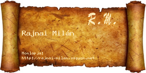 Rajnai Milán névjegykártya